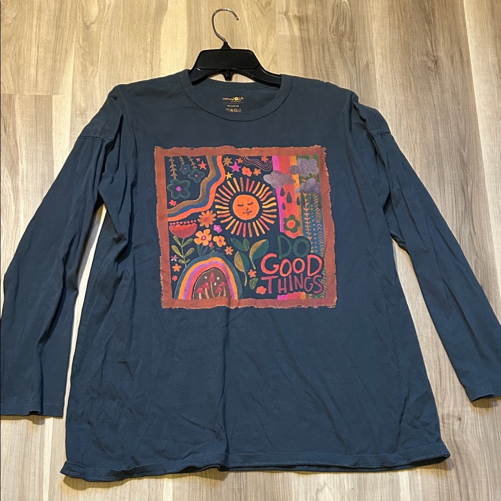 Natural Life Graphic Oversized Long Sleeve Shirt medium